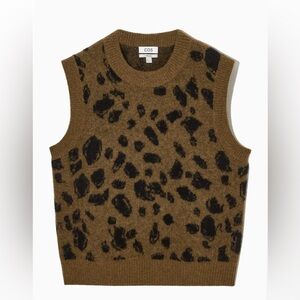 🐆COS Men’s Jacquard Alpaca-Blend Vest size M Leopard 🐆